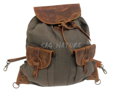 6001021 - ZAINO ALPIN 02 SMALL  IN PELLE  E TESSUTO CANVAS -  43x41 CM - SAG NATURE